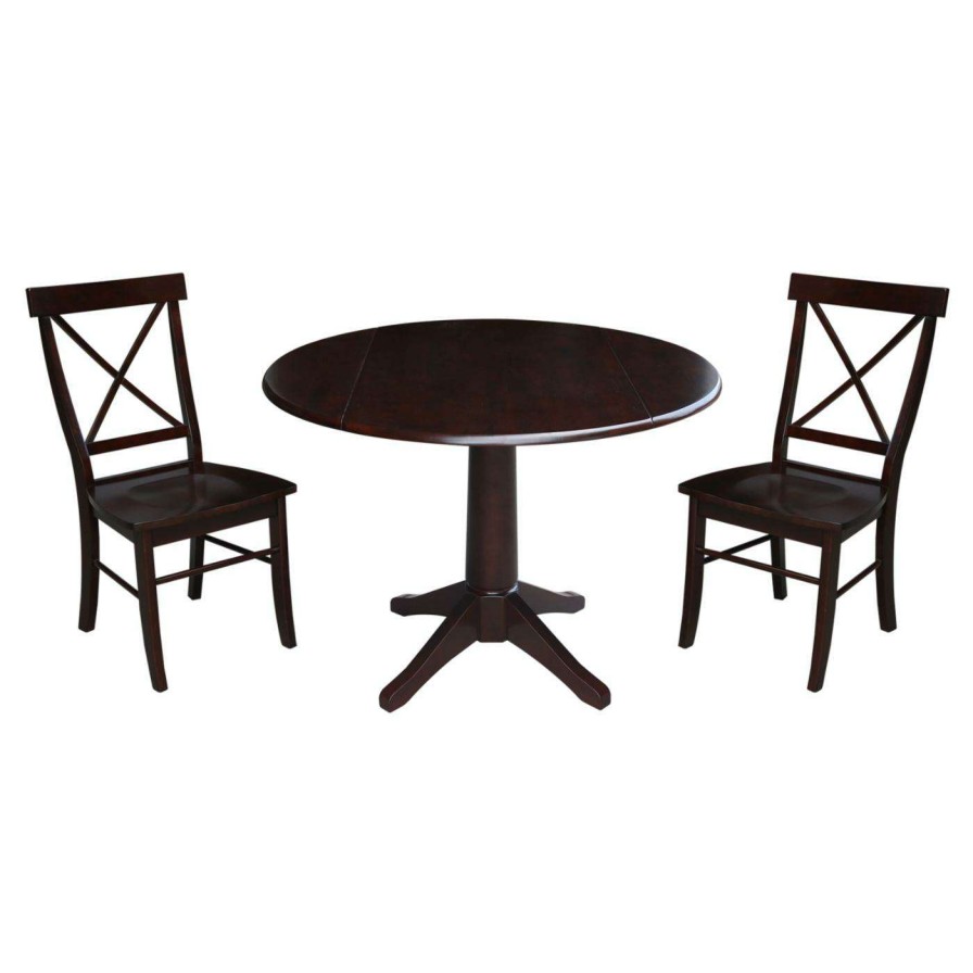 Dining Table Sets * | Flash Sale International Concepts Riley 3 Piece Round Top Pedestal Table Set Espresso