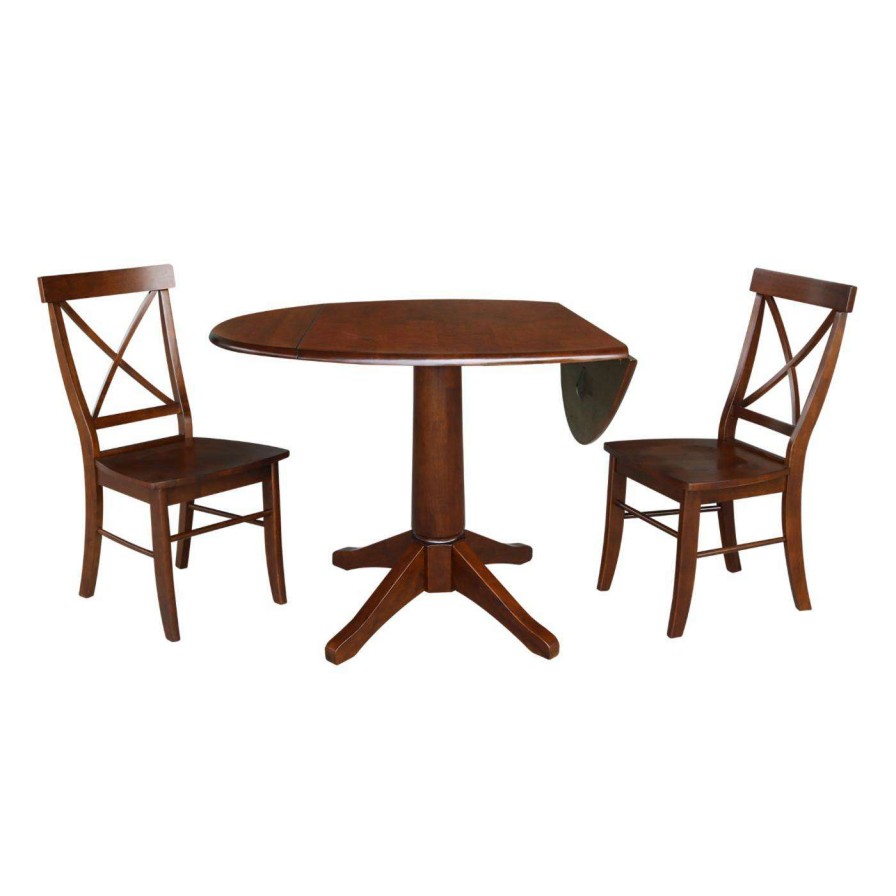 Dining Table Sets * | Flash Sale International Concepts Riley 3 Piece Round Top Pedestal Table Set Espresso