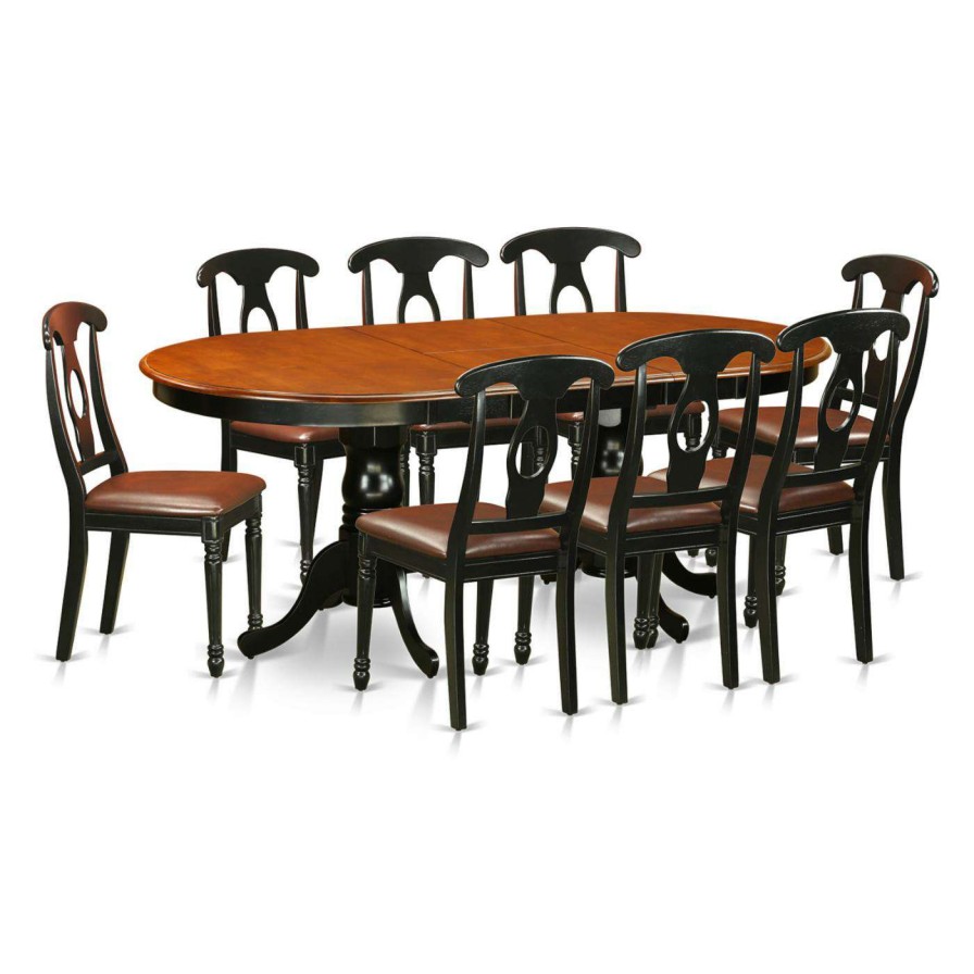 Dining Table Sets * | Flash Sale Oval East West Furniture Plainville 9 Piece Keyhole Dining Table Set