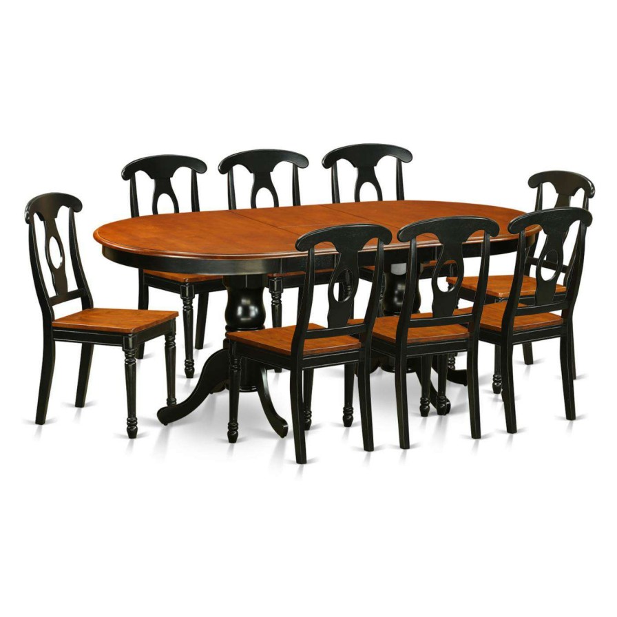 Dining Table Sets * | Flash Sale Oval East West Furniture Plainville 9 Piece Keyhole Dining Table Set