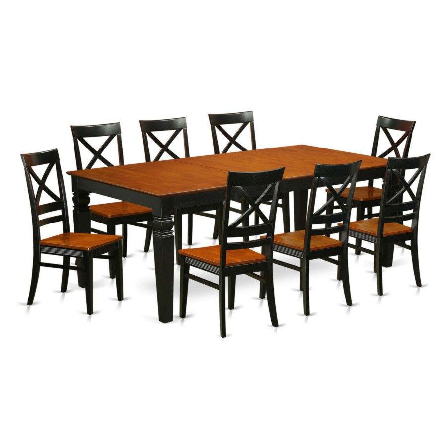 Dining Table Sets * | Best Sale Rectangle East West Furniture Logan 9 Piece Cross-And-Ladder Dining Table Set