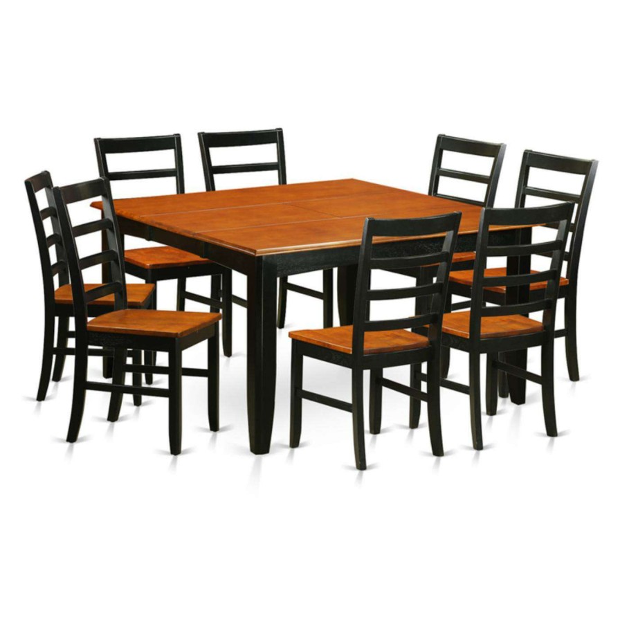 Dining Table Sets * | Brand New East West Furniture Parfait 9 Piece Square Dining Set With Wood Chairs