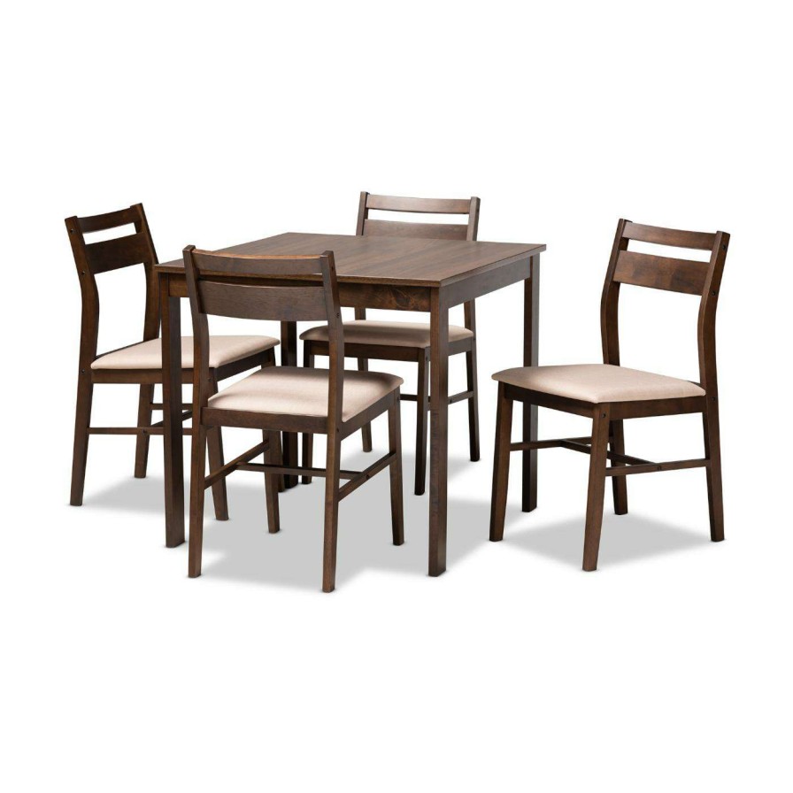 Dining Table Sets * | Best Reviews Of Square Baxton Studio Lovy 5 Piece Dining Set