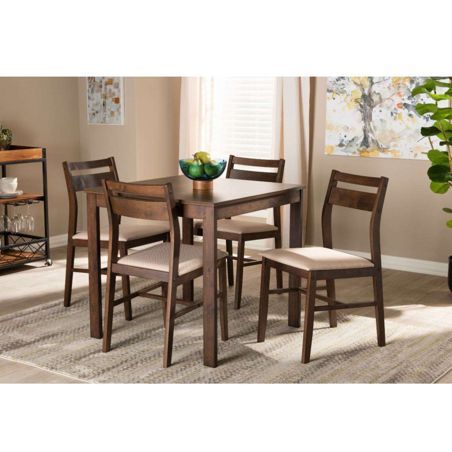 Dining Table Sets * | Best Reviews Of Square Baxton Studio Lovy 5 Piece Dining Set