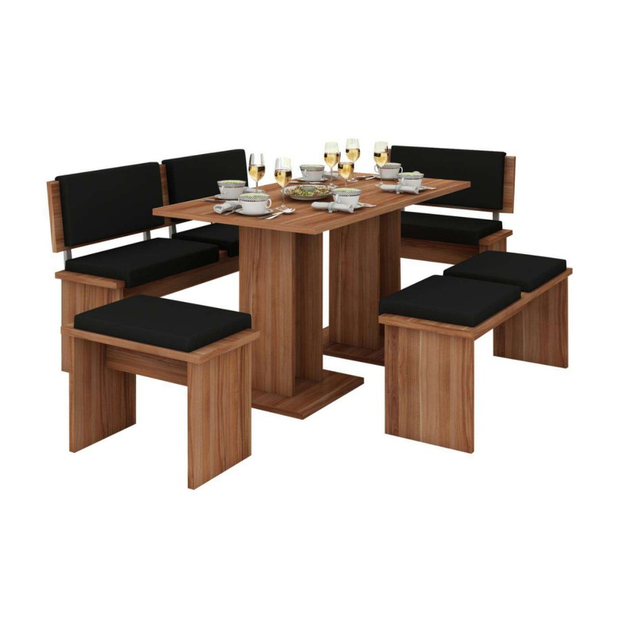 Dining Table Sets * | Best Deal Rectangle Furniture.Agency Bond 5 Piece Dining Table Set Plum / Black