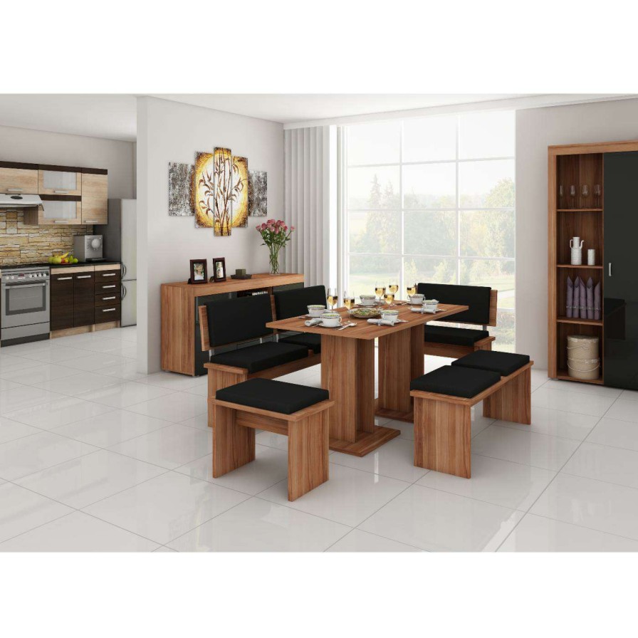 Dining Table Sets * | Best Deal Rectangle Furniture.Agency Bond 5 Piece Dining Table Set Plum / Black