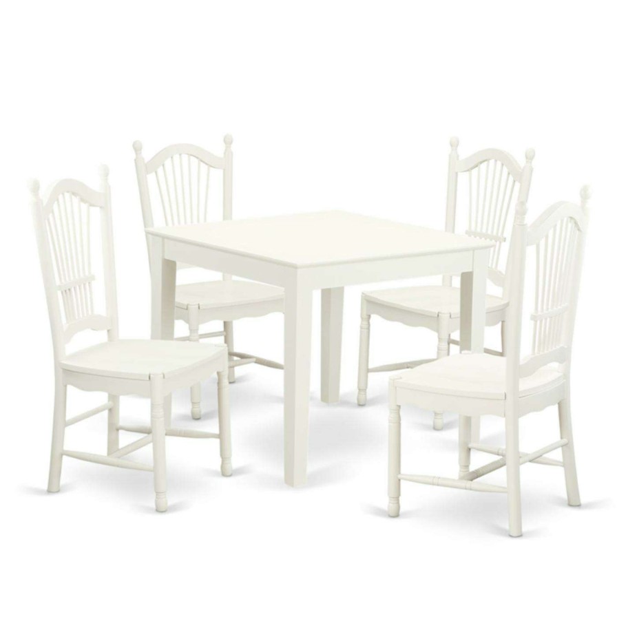 Dining Table Sets * | Cheapest Square East West Furniture 5 Piece Sheaf Back Breakfast Nook Dining Table Set