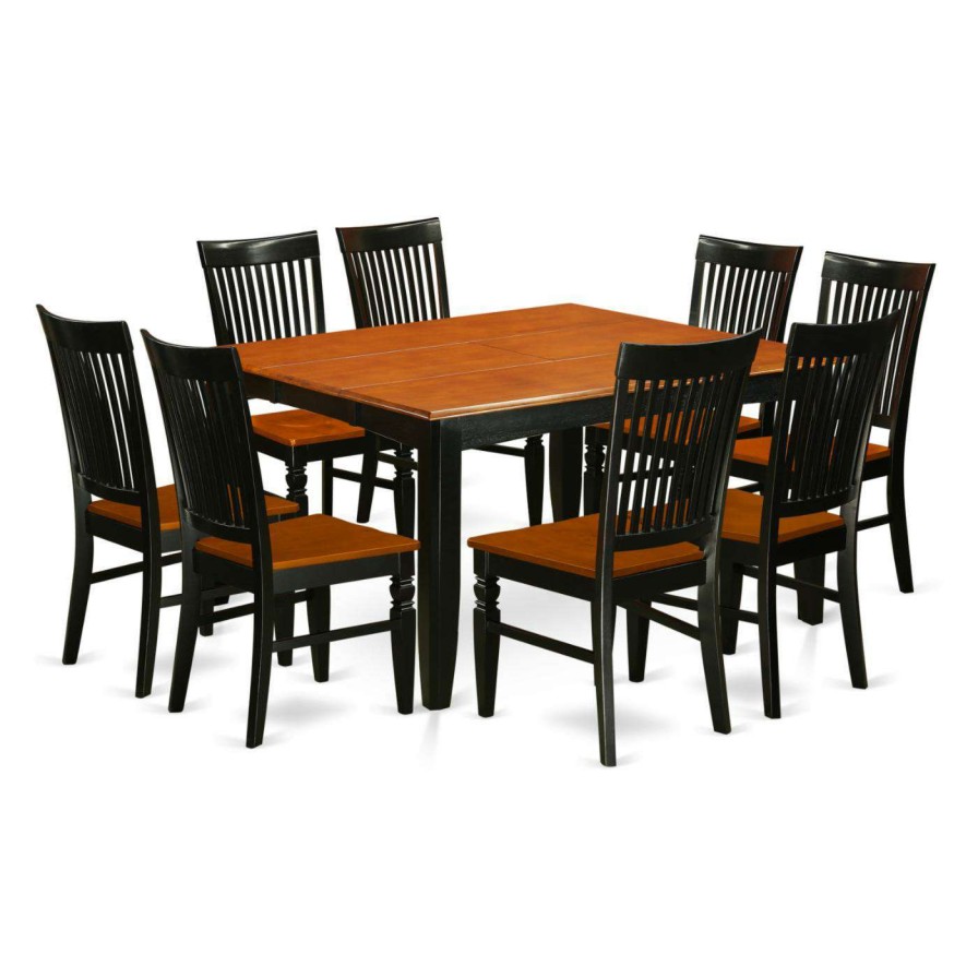 Dining Table Sets * | Best Sale East West Furniture Parfait 9 Piece Square Dining Table Set With Wood Chairs