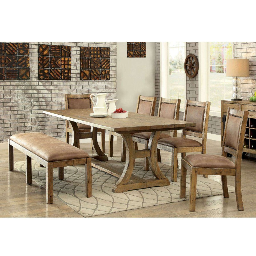 Dining Table Sets * | Best Reviews Of Rectangle Furniture Of America Camen 7-Piece Dining Set