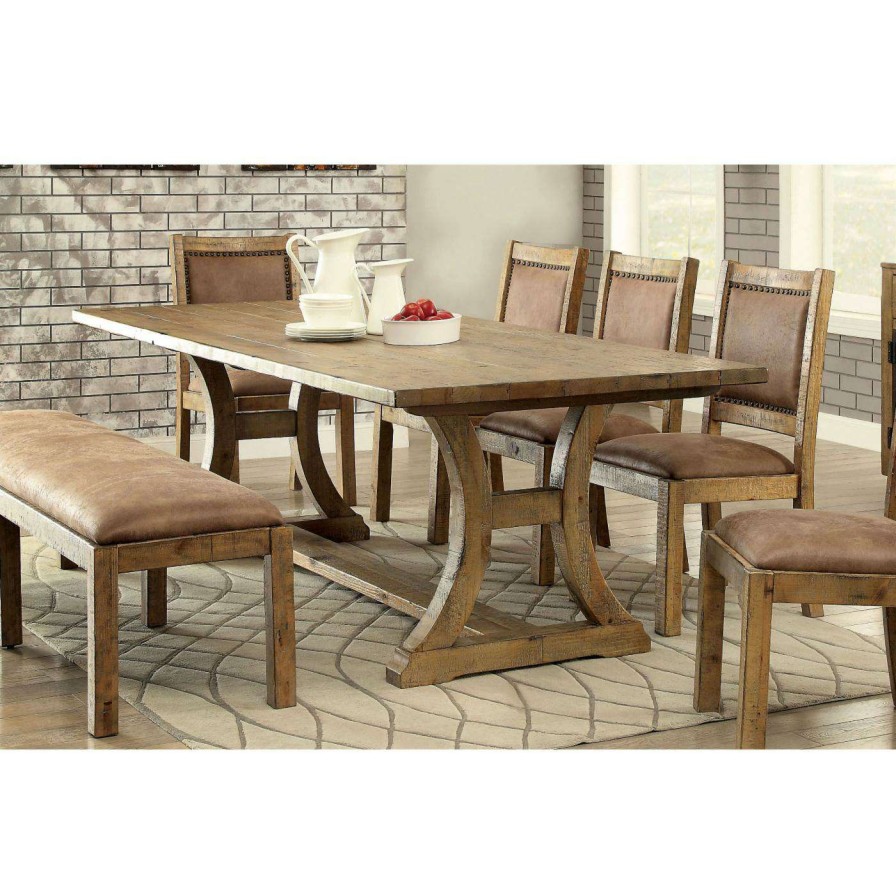 Dining Table Sets * | Best Reviews Of Rectangle Furniture Of America Camen 7-Piece Dining Set