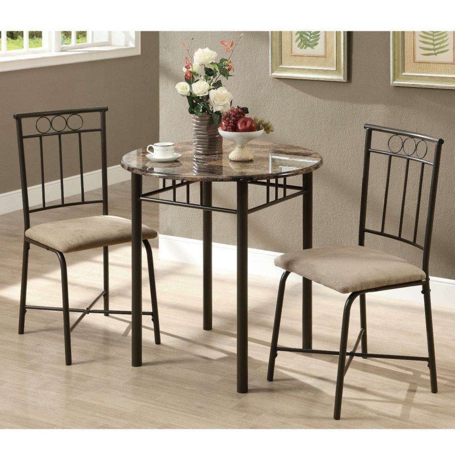 Dining Table Sets * | Best Pirce Monarch Specialties Coward 3 Piece Round Dining Table Set