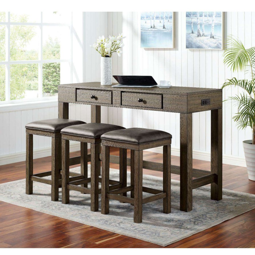 Dining Table Sets * | Coupon Rectangle Furniture Of America Luff 4-Piece Counter Height Table Set