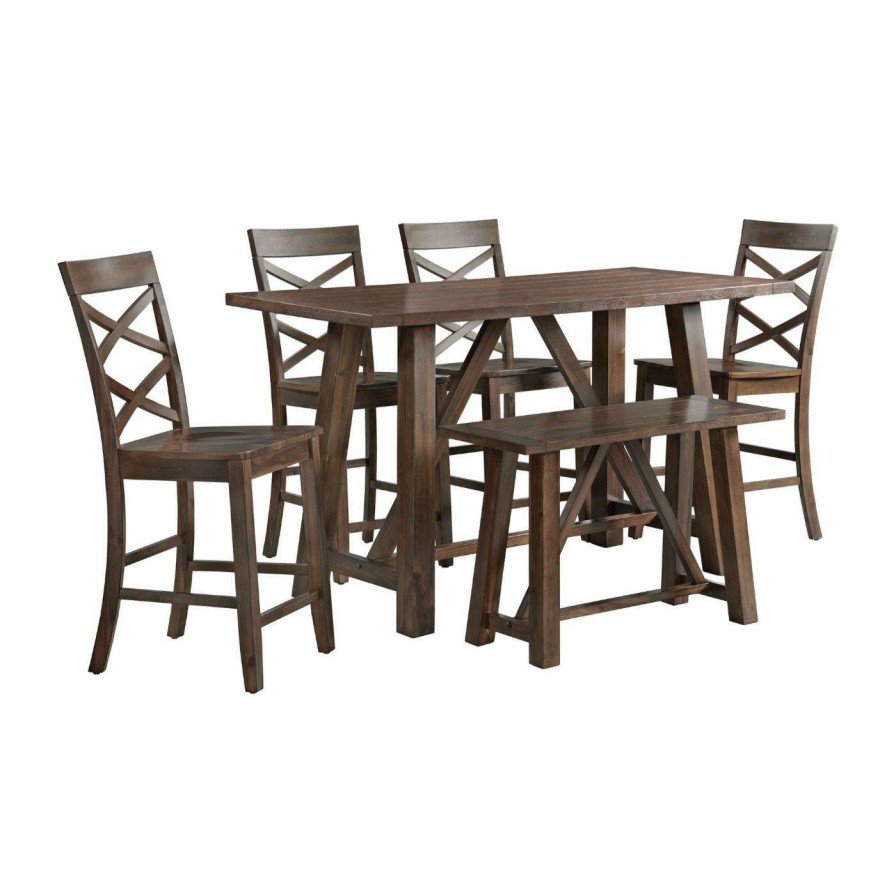 Dining Table Sets * | Best Pirce Rectangle Picket House Furnishings Regan 6 Piece Counter Height Dining Set