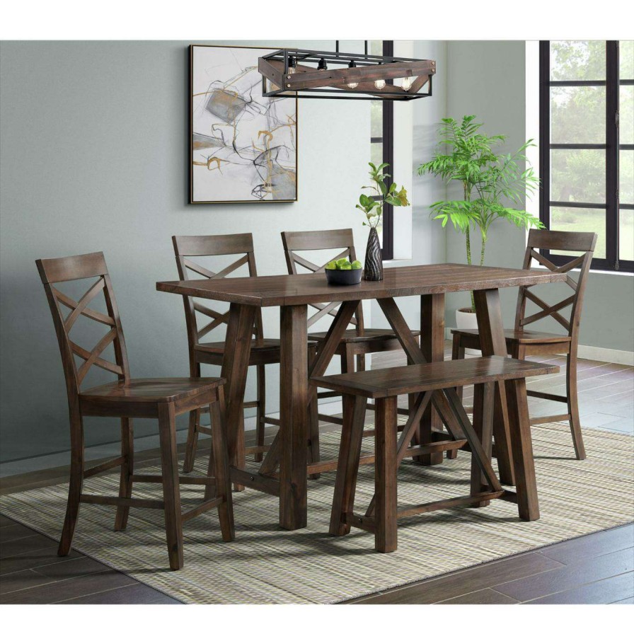 Dining Table Sets * | Best Pirce Rectangle Picket House Furnishings Regan 6 Piece Counter Height Dining Set