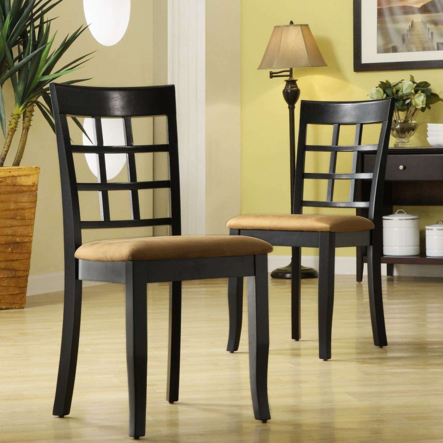 Dining Table Sets * | Outlet Homelegance Tibalt 5 Pc. Rectangle Black Dining Table Set 60 In. With Window Back Chairs