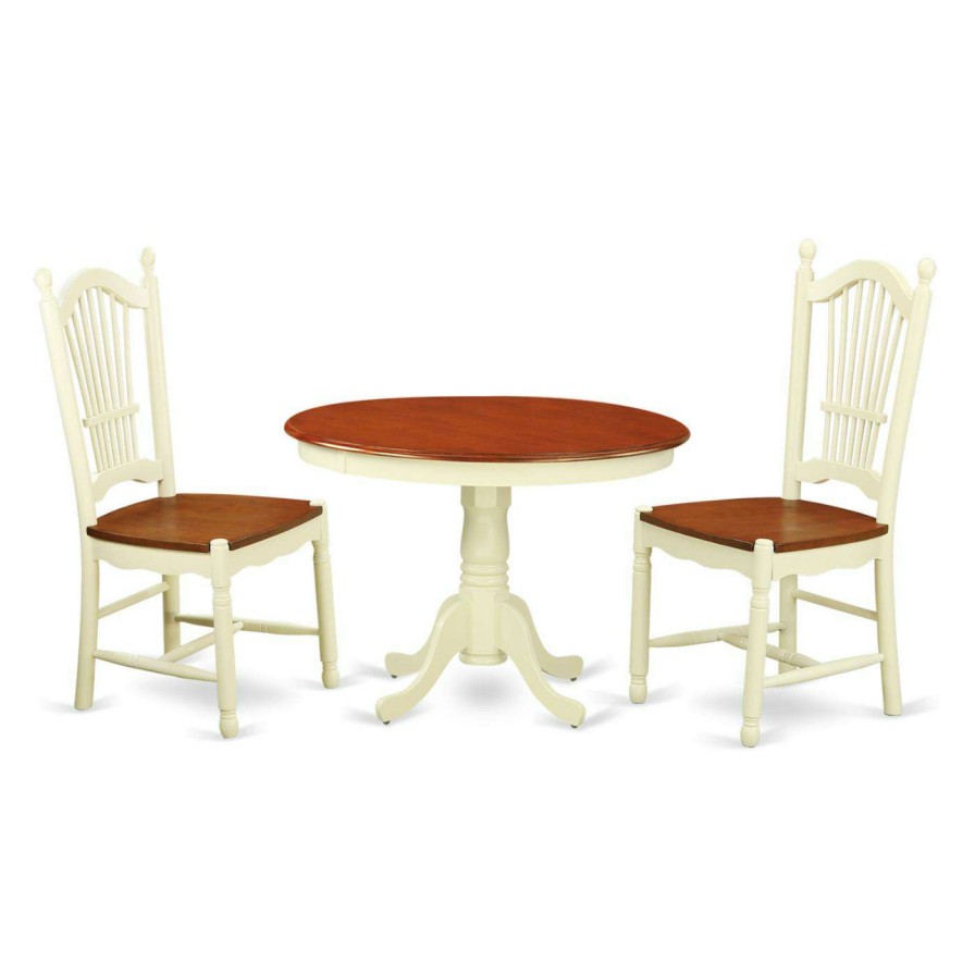 Dining Table Sets * | Hot Sale Casual Dining Sets East West Furniture Hartland 3 Piece Sheaf Back Dining Table Set