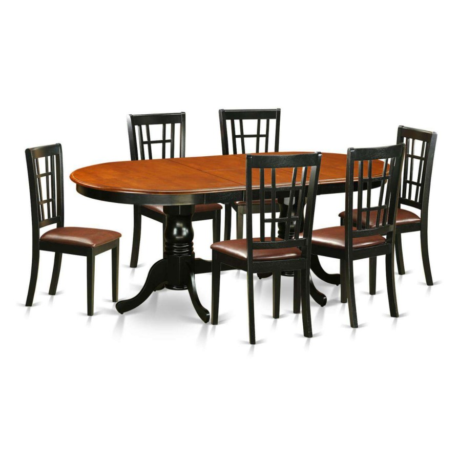 Dining Table Sets * | Cheap Oval East West Furniture Plainville 7 Piece Windowpane Dining Table Set