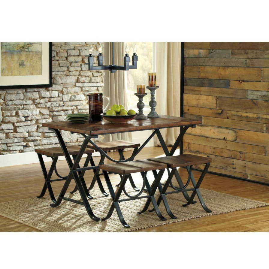 Dining Table Sets * | Outlet Rectangle Signature Design By Ashley Freimore 5 Piece Rectangular Dining Room Table Set