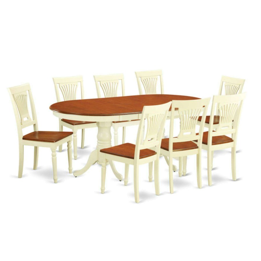 Dining Table Sets * | Deals Oval East West Furniture Plainville 9 Piece Empire Dining Table Set