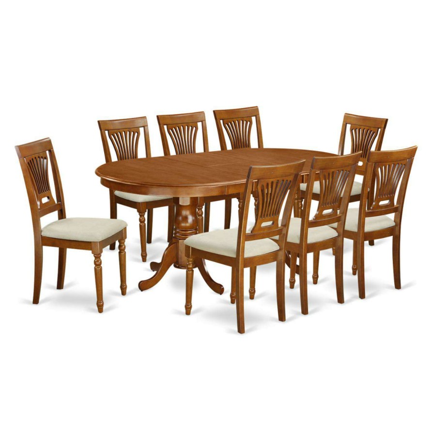 Dining Table Sets * | Deals Oval East West Furniture Plainville 9 Piece Empire Dining Table Set