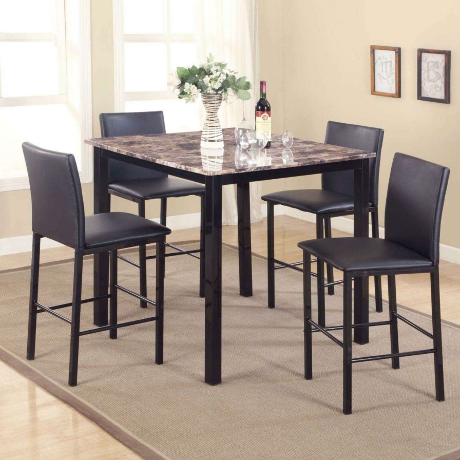 Dining Table Sets * | Deals Square Roundhill Furniture Citico 5 Piece Counter Height Dinette Set