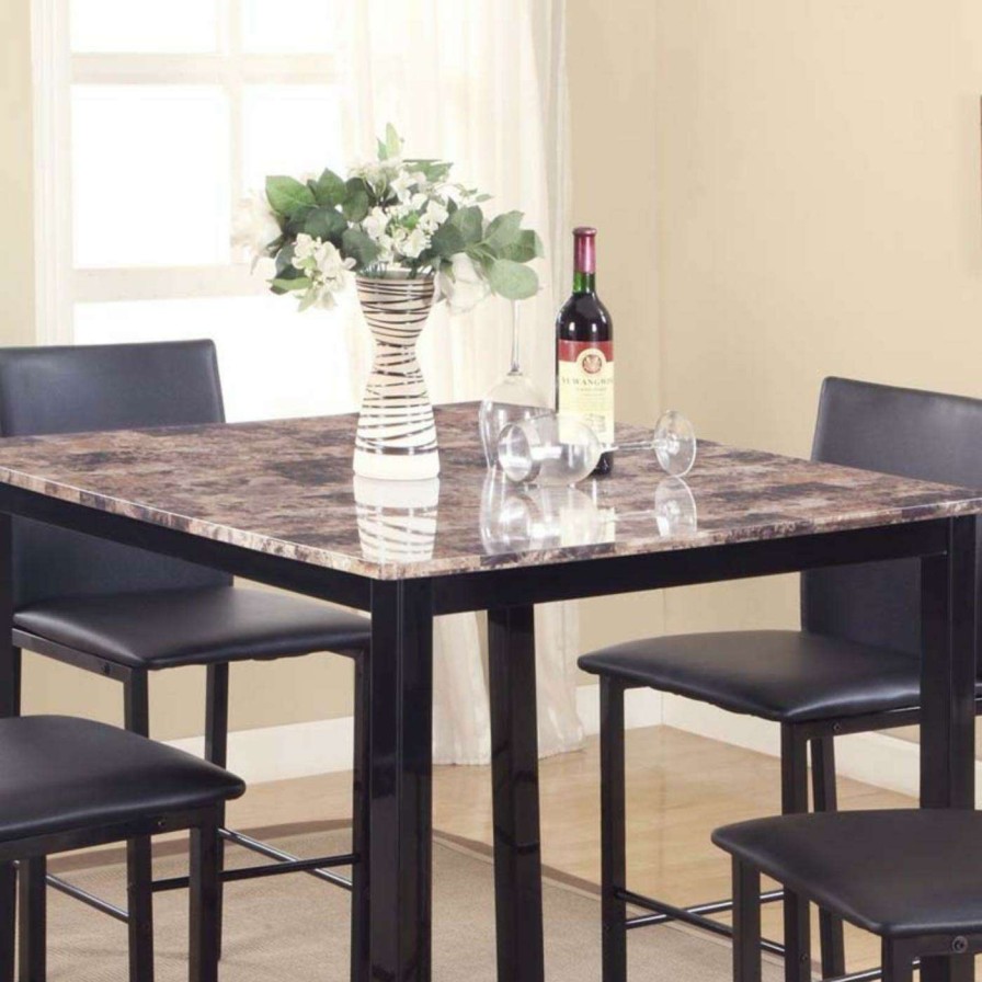 Dining Table Sets * | Deals Square Roundhill Furniture Citico 5 Piece Counter Height Dinette Set