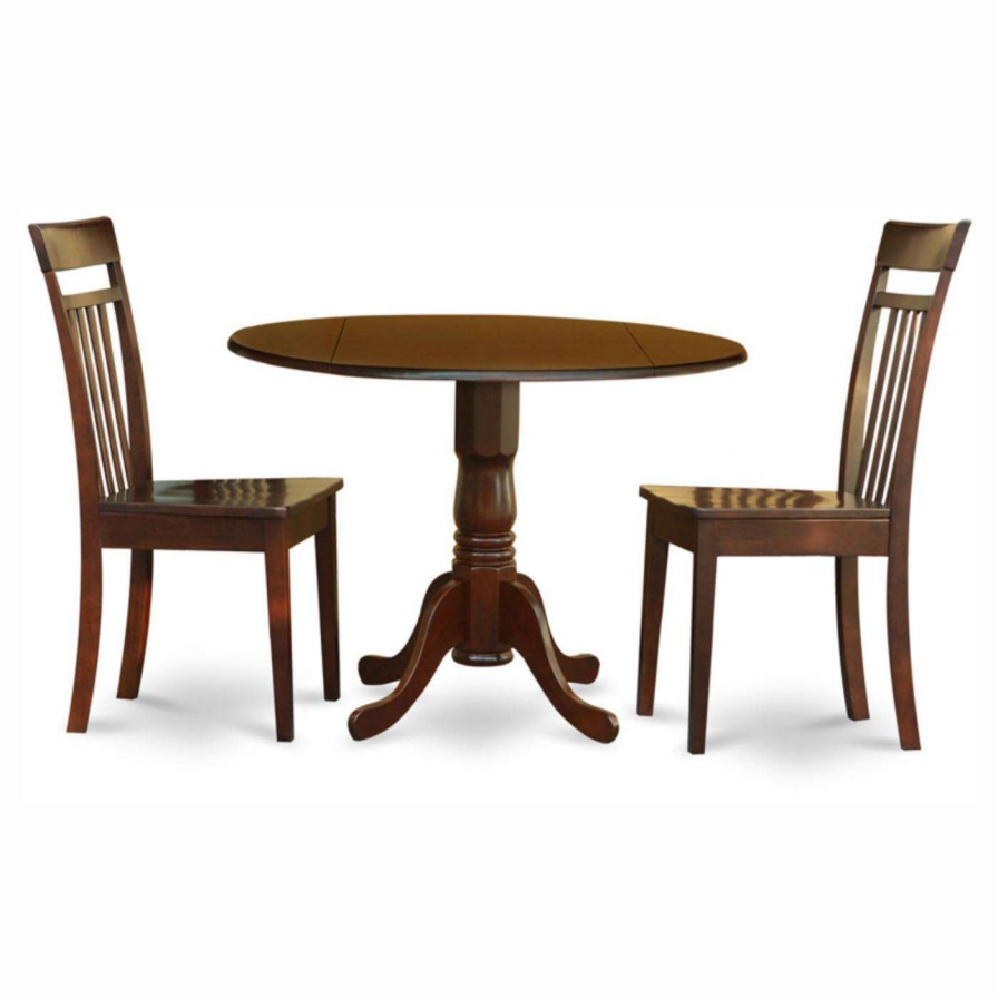 Dining Table Sets * | Best Deal Round East West Furniture Dublin 3 Piece Drop Leaf Dining Table Set With Capri Wooden Seat Chairs