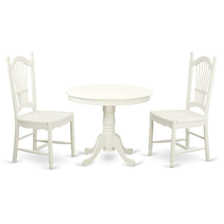 Dining Table Sets * | Best Deal Round East West Furniture 3 Piece Sheaf Back Kitchen Dinette Dining Table Set