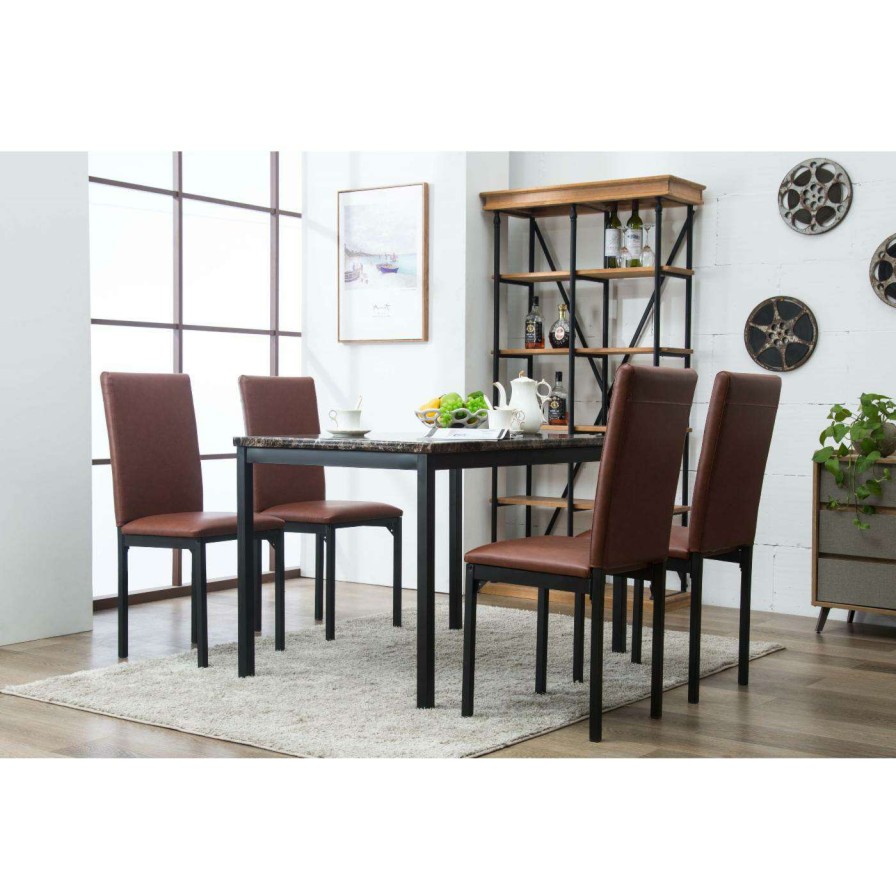 Dining Table Sets * | Top 10 Rectangle Boraam Arjen 5 Piece Dining Table Set