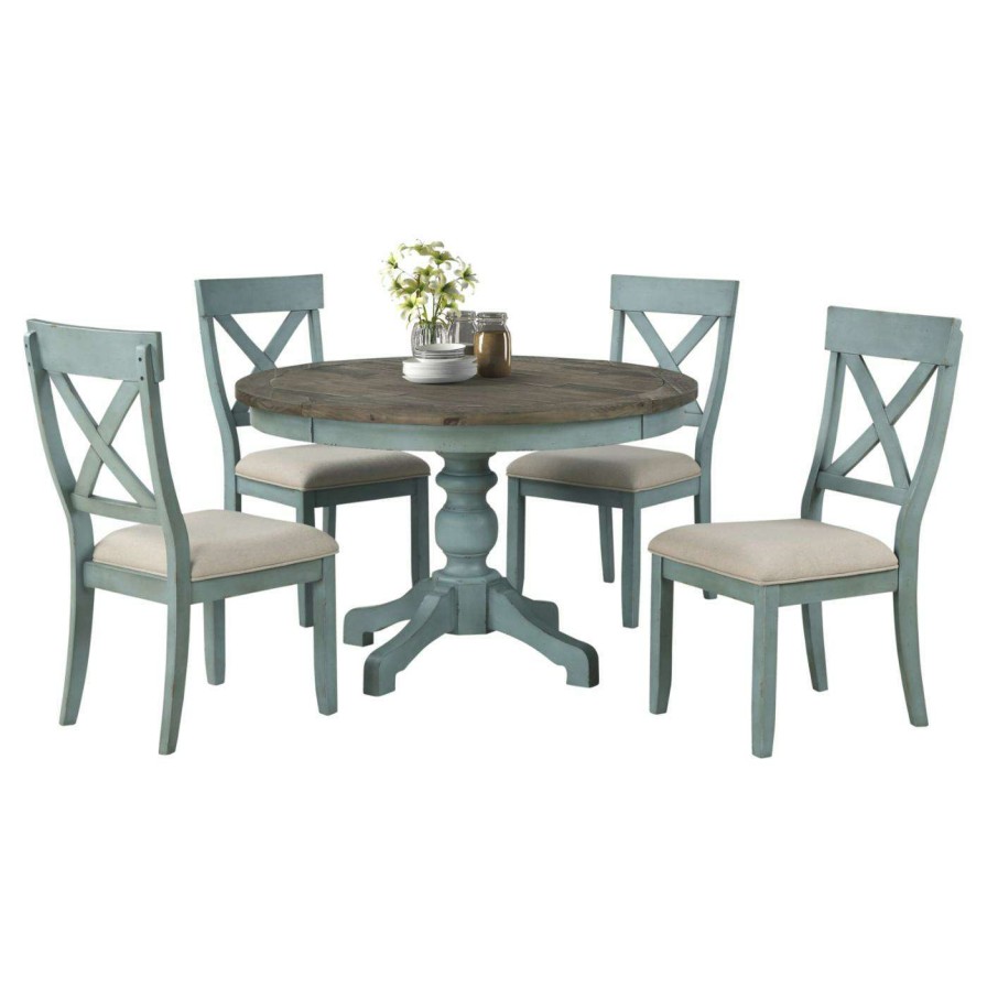 Dining Table Sets * | Best Pirce Roundhill Furniture Prato 5 Piece Round Dining Table Set