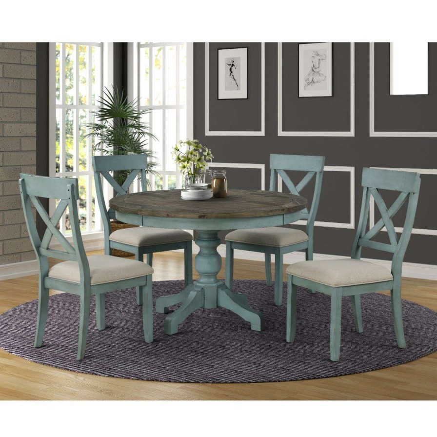 Dining Table Sets * | Best Pirce Roundhill Furniture Prato 5 Piece Round Dining Table Set