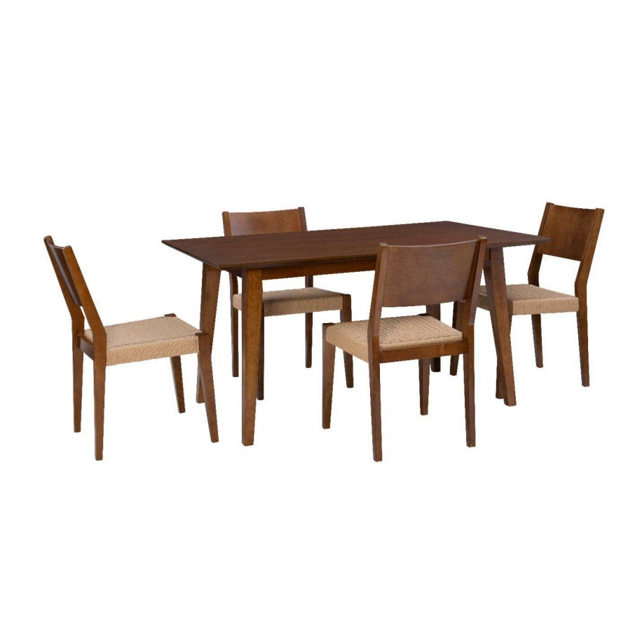 Dining Table Sets * | Discount Rectangle Powell Cadence 5-Piece Dining Set Brown