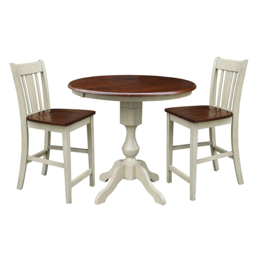 Dining Table Sets * | Buy Oval International Concepts 3 Piece Curved Base Dining Table Set With San Remo Counter Stools