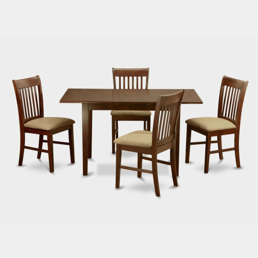 Dining Table Sets * | Coupon Rectangle East West Furniture Norfolk 5 Piece Slat Back Dining Table Set