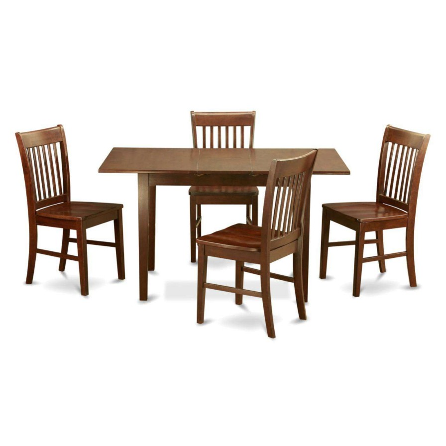 Dining Table Sets * | Coupon Rectangle East West Furniture Norfolk 5 Piece Slat Back Dining Table Set