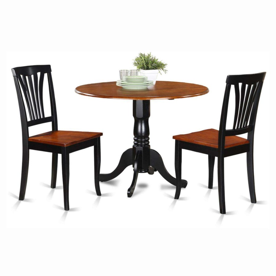 Dining Table Sets * | Top 10 East West Furniture Dublin 3 Piece Round Dining Table Set With Avon Wooden Seat Chairs