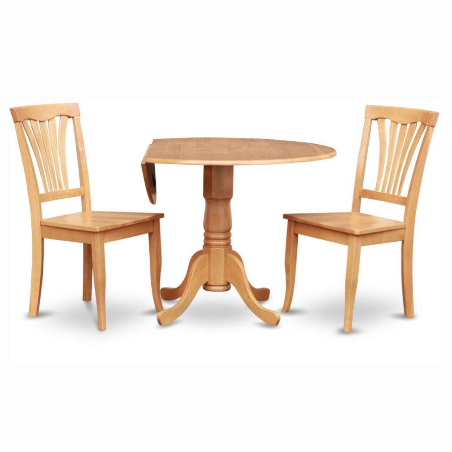 Dining Table Sets * | Top 10 East West Furniture Dublin 3 Piece Round Dining Table Set With Avon Wooden Seat Chairs