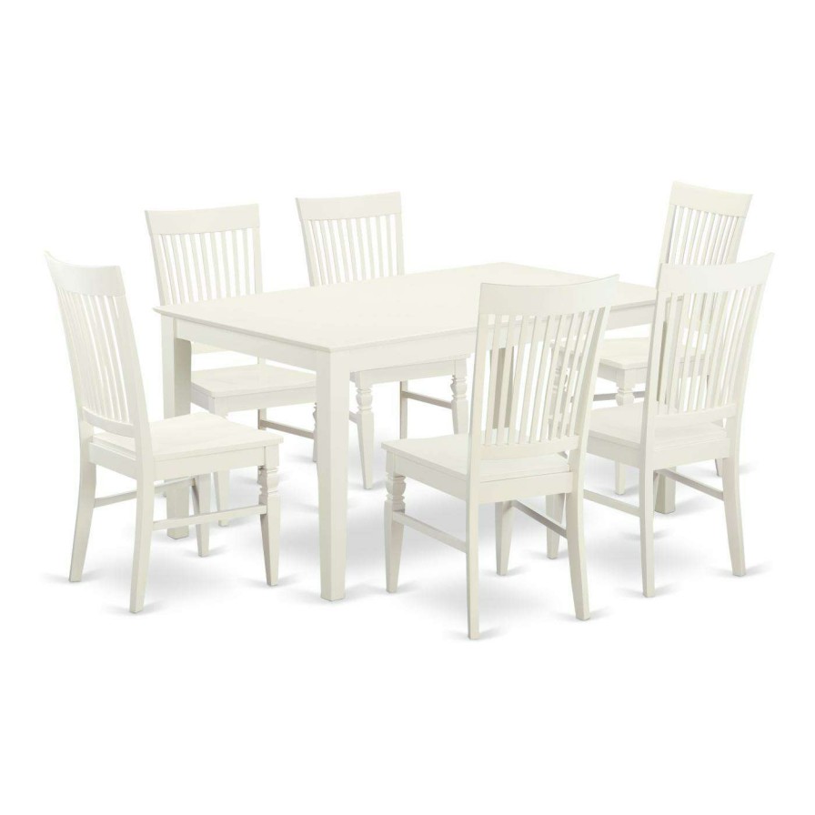 Dining Table Sets * | Best Deal Rectangle East West Furniture Capri Cawe7 Seven Piece Dining Table Set