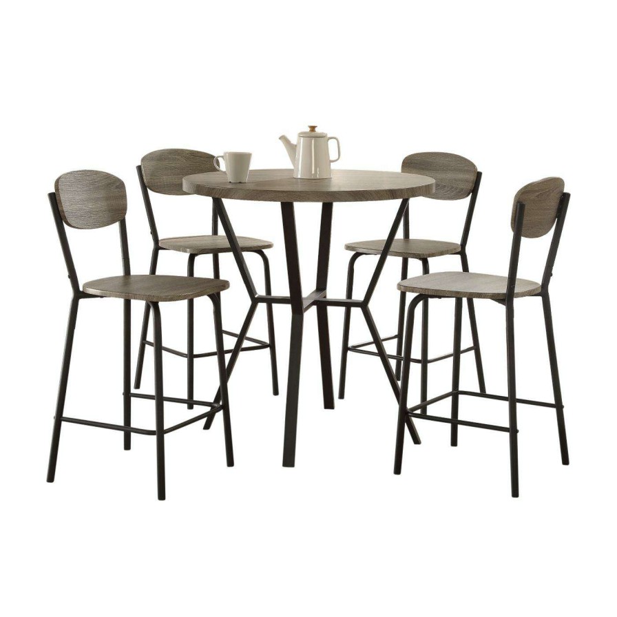 Dining Table Sets * | Wholesale Crown Mark Blake Round 5 Piece Counter Height Dining Table Set