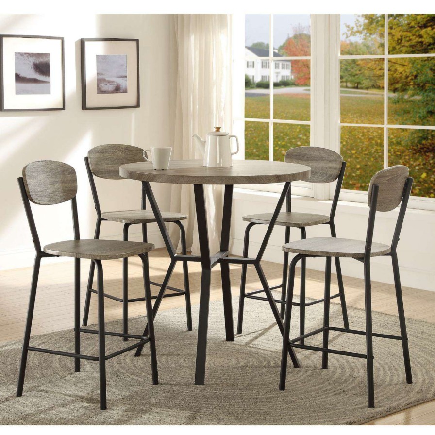 Dining Table Sets * | Wholesale Crown Mark Blake Round 5 Piece Counter Height Dining Table Set