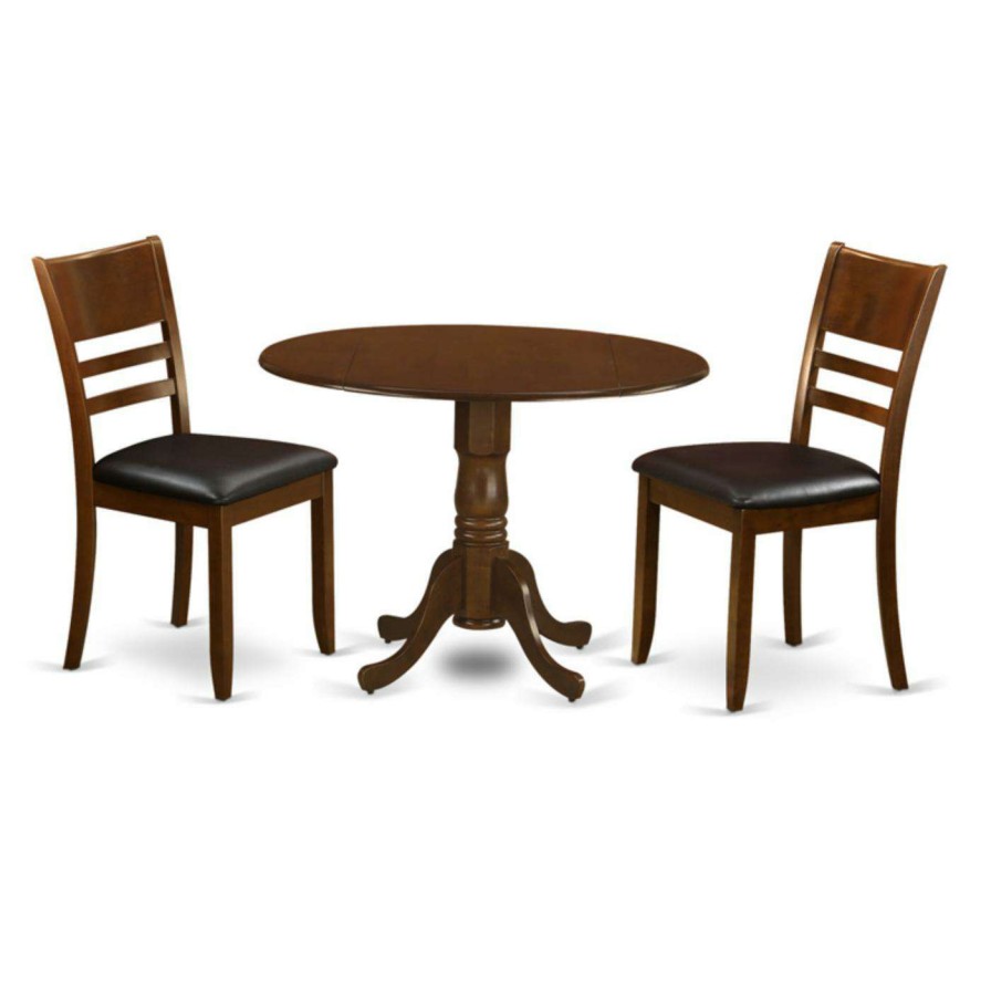 Dining Table Sets * | Discount Round East West Furniture 3 Piece Mission Drop Leaf Dinette Dining Table Set