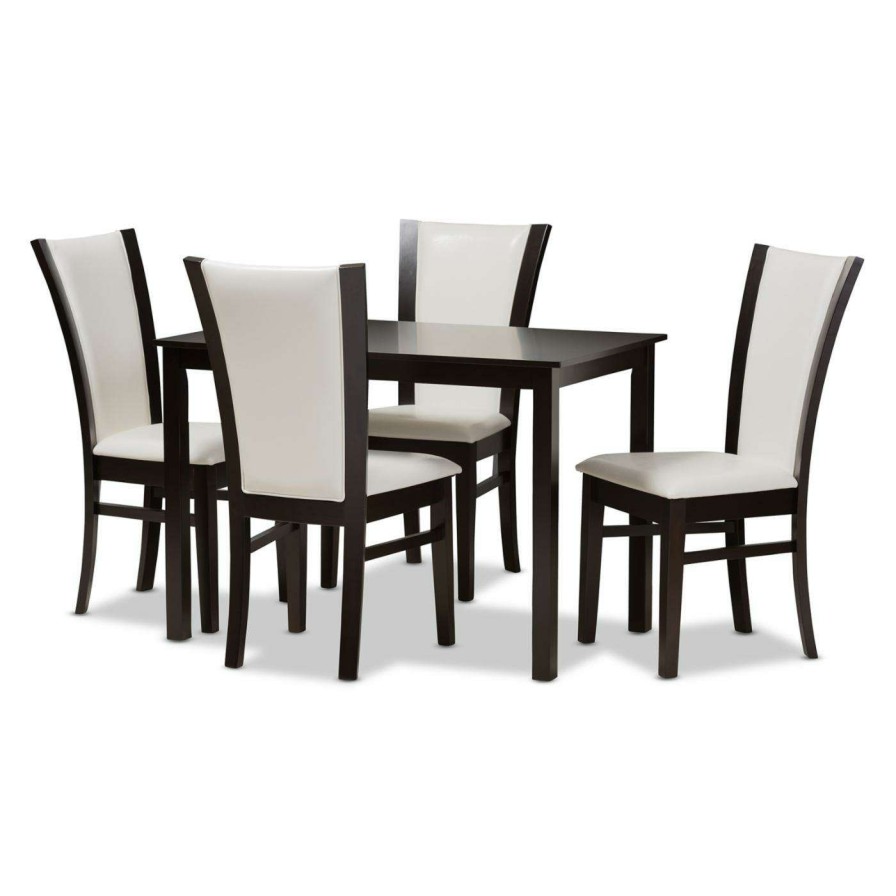 Dining Table Sets * | Buy Rectangle Baxton Studio Adley 5 Piece Rectangular Dining Set