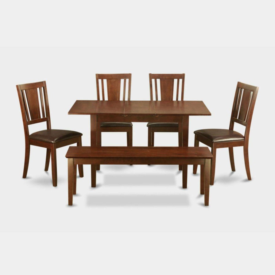 Dining Table Sets * | Best Deal Rectangle East West Furniture Norfolk 6 Piece Scotch Art Dining Table Set