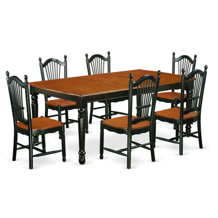 Dining Table Sets * | Budget Rectangle East West Furniture Dover Dove7 Seven Piece Extension Dining Table Set