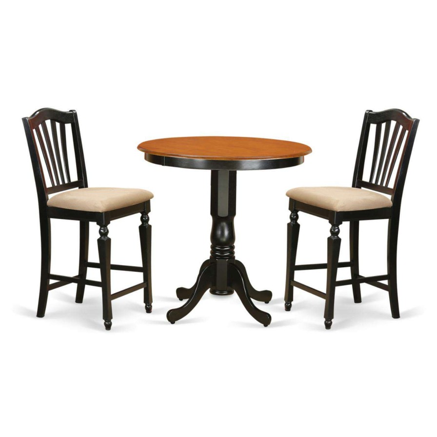 Dining Table Sets * | Best Pirce Round East West Furniture Jackson 3 Piece High Splat Dining Table Set