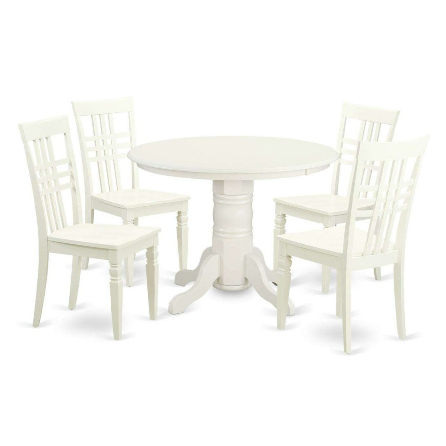 Dining Table Sets * | Cheapest Round East West Furniture Shelton 5 Piece Latticeback Dining Table Set