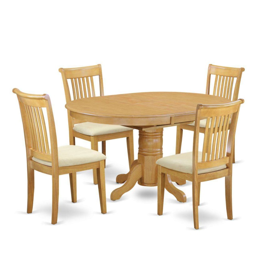 Dining Table Sets * | Hot Sale Oval East West Furniture Avon Avpo5 Five Piece Extension Dining Table Set Wood