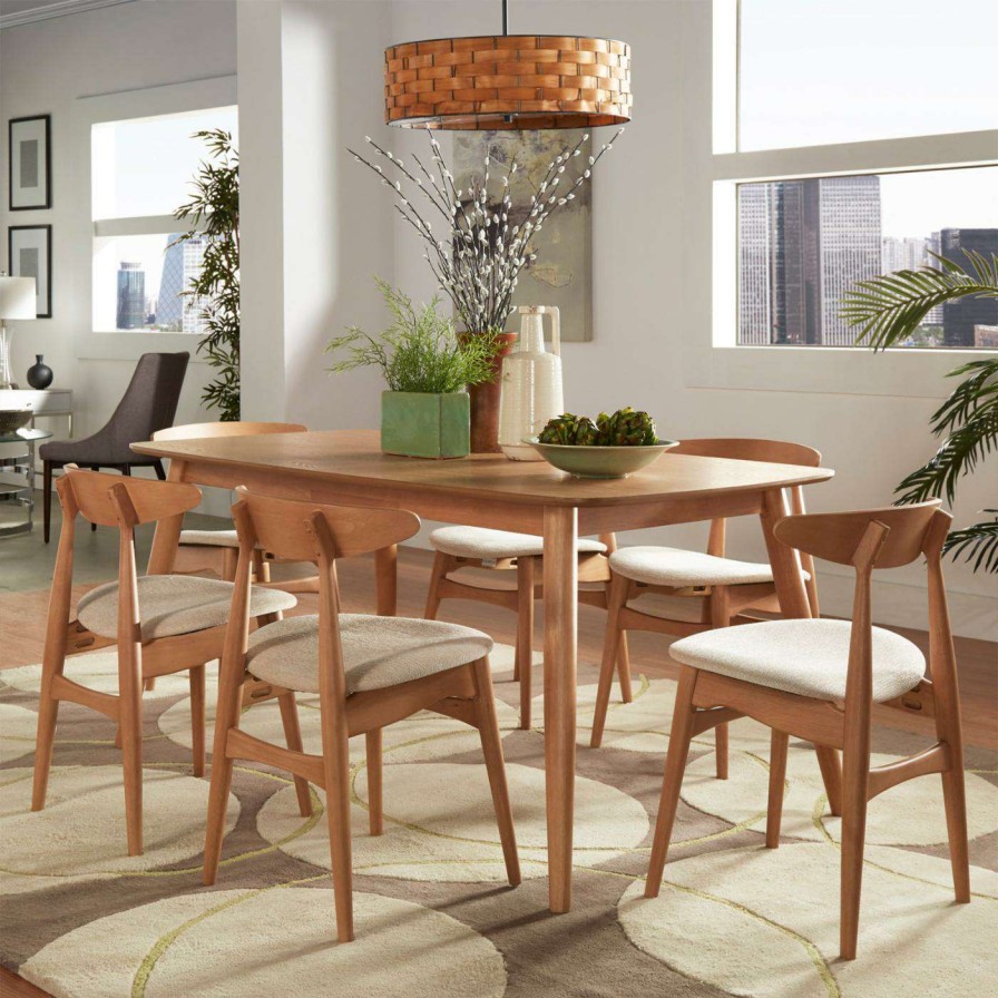 Dining Table Sets * | Cheapest Rectangle Chelsea Lane Mid Century Modern 7 Piece Dining Set