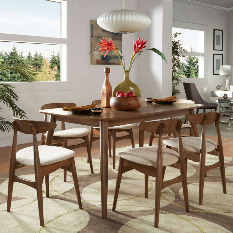 Dining Table Sets * | Cheapest Rectangle Chelsea Lane Mid Century Modern 7 Piece Dining Set