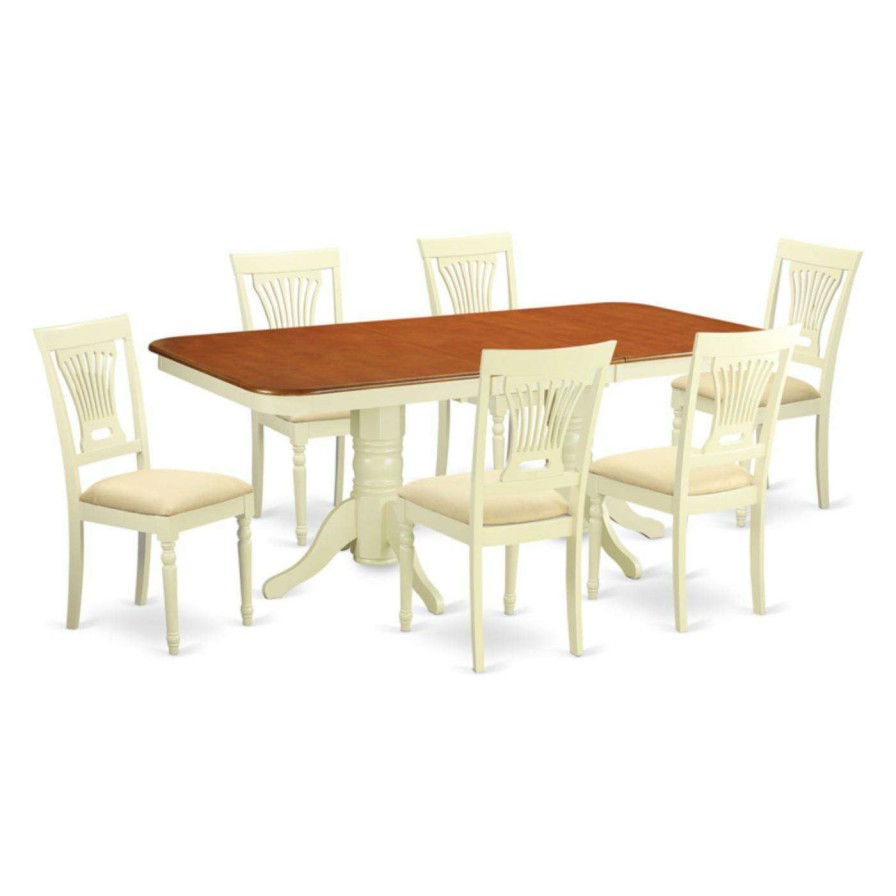 Dining Table Sets * | Best Sale Rectangle East West Furniture Kenley 7 Piece Dining Table Set With Plainview Chairs